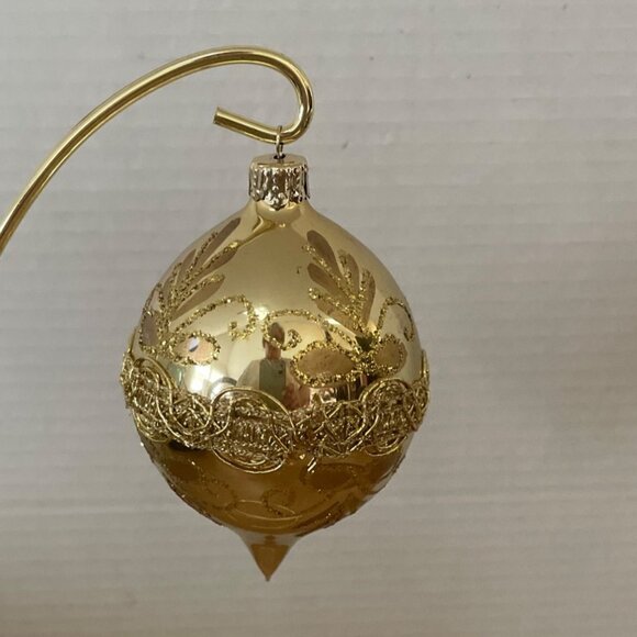 Vtg Commodore Christmas Classics Glass Ornaments Gold Hand Decorated in Romania - Picture 3 of 8